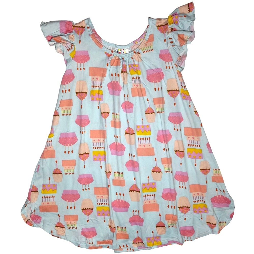 Dot Smile Girls Sz 5 6 Blue Birthday Cupcake Swing‎ Dress Light Blue NWT